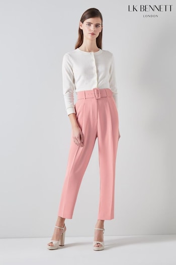 LK Bennett Petite Tabitha Pink Crepe Cropped Trousers (E19479) | £229