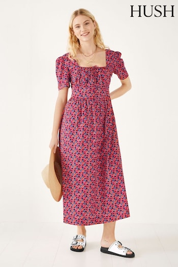 Hush Pink Issy Prairie Midi Dress (E19585) | £59