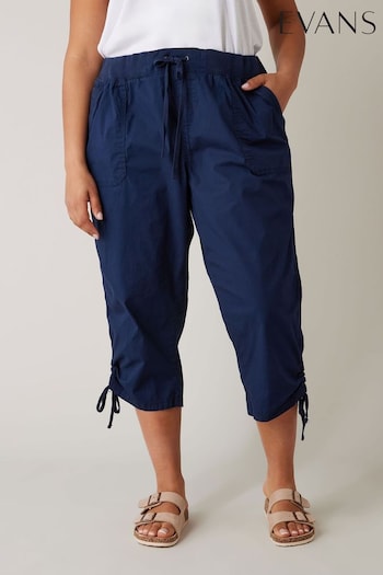 Evans Navy Blue Elasticated Waist Cropped Trousers (E19591) | £32