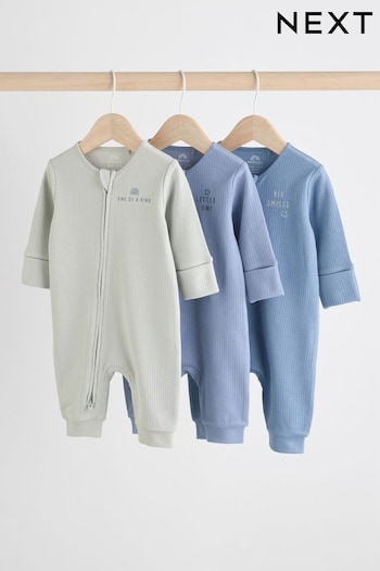 Blue Slogan 3 Pack Baby Sleepsuits (0-3yrs) (E19903) | £18 - £20