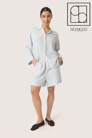 Soaked in Luxury Blue Belira Striped Casual Fit Shirt (E19947) | £90