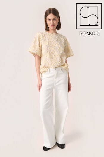 Soaked in Luxury Cream Lucia Short Sleeve Textured Blouse (E19961) | £90