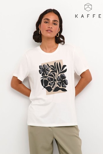 Kaffe Thora Graphic Short Sleeve White T-Shirt (E21054) | £30