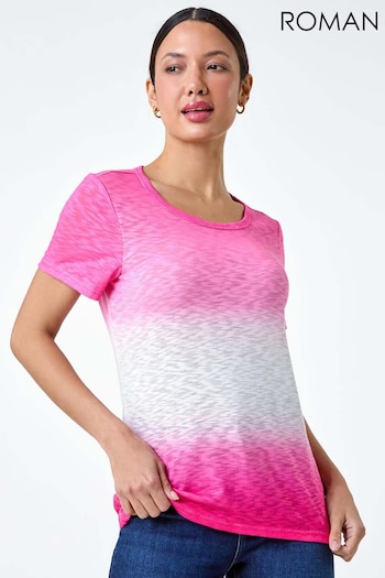 Roman Pink Ombre Burnout Print Stretch Jersey T-Shirt (E21105) | £28