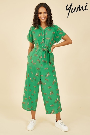 Yumi Green Cheetah Print Jumpsuit (E21134) | £55