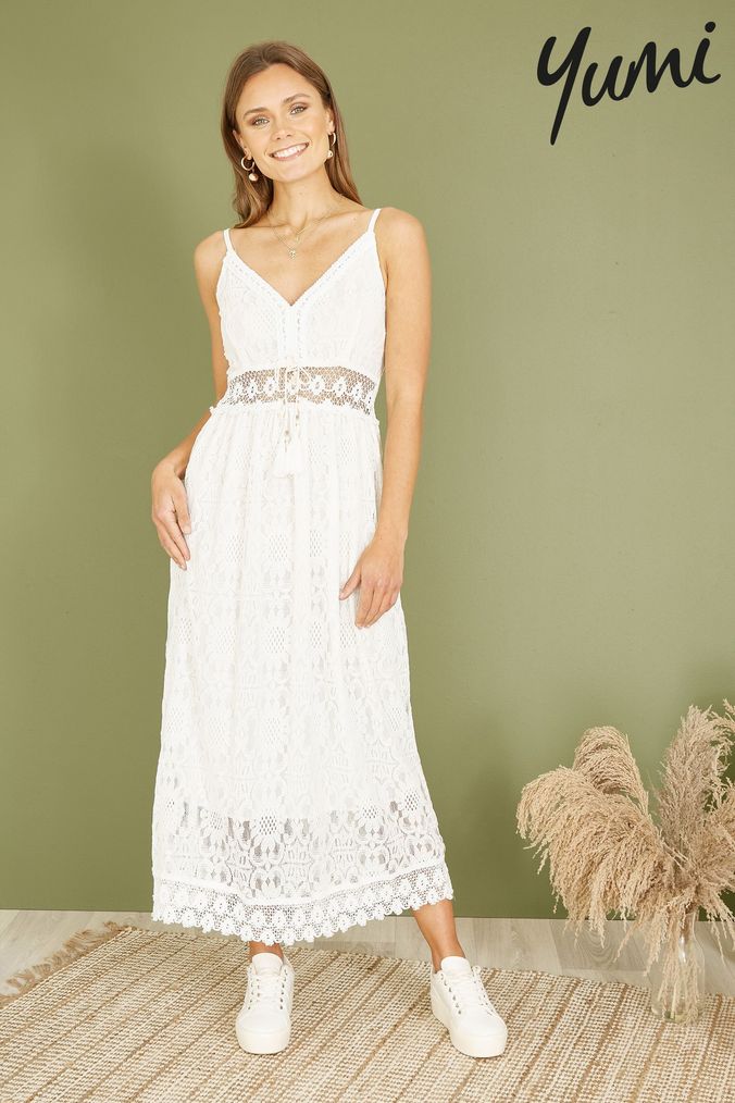 Buy Women s White Strappy Lace Dresses Online Next UK