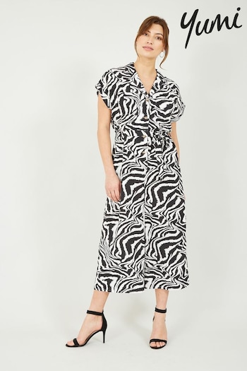 Yumi Black Zebra Print Jumpsuit (E21171) | £55