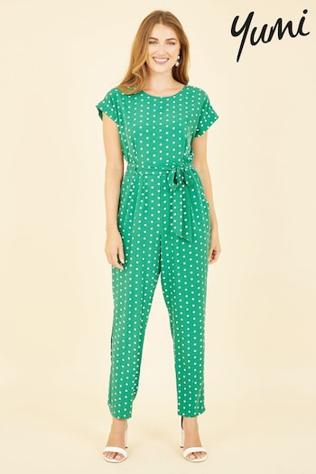 Yumi Green Spot Print Jumpsuit (E21172) | £50