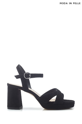 Moda in Pelle Marli Cross Over Block Heel Platform Black Sandals (E21252) | £89