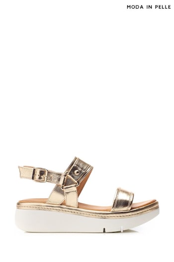 Moda in Pelle Tone Nelly Two Part Flexi Ring Hardware Wedge Sandals (E21255) | £79