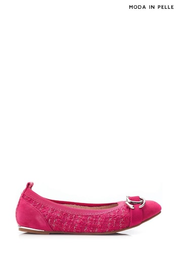 Moda in Pelle Pink Eilish Round Toe Ballerinas With Square Circle Trim (E21261) | £85