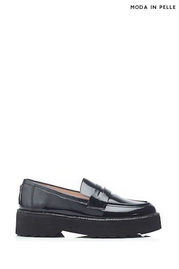 Moda in Pelle Elleah Slip On Platform Loafer Black Shoes (E21263) | £79