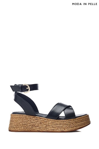 Moda in Pelle Pashyn Wedge Srappy Black Sandals (E21268) | £89