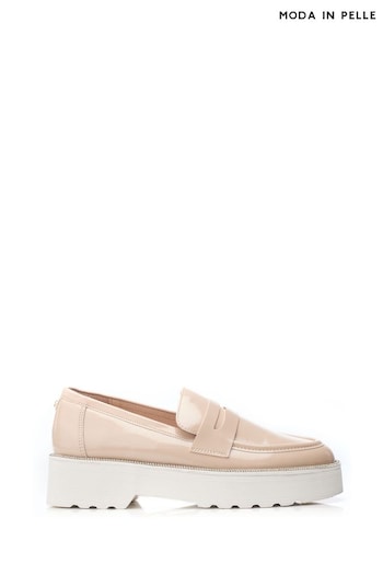 Moda in Pelle Natural Elleah Slip On Platform Loafer Shoes (E21273) | £79