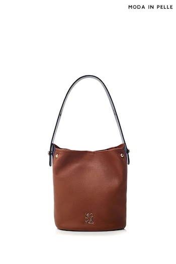 Moda in Pelle Jade Bucket Brown Bag With Feature Strap (E21286) | £89