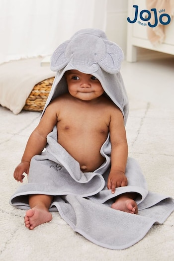 JoJo Maman Bébé Grey Elephant Hooded Towel (E21750) | £19.50