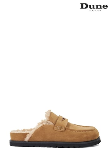 Dune London Cream Goldy Shearling Lined Backless Loafers (E22070) | £90