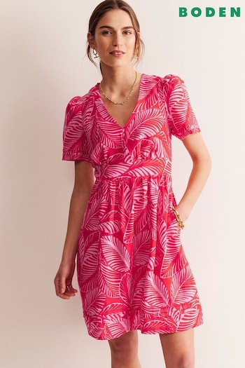 Boden Red Petite Eve Linen Short Dress (E22184) | £120