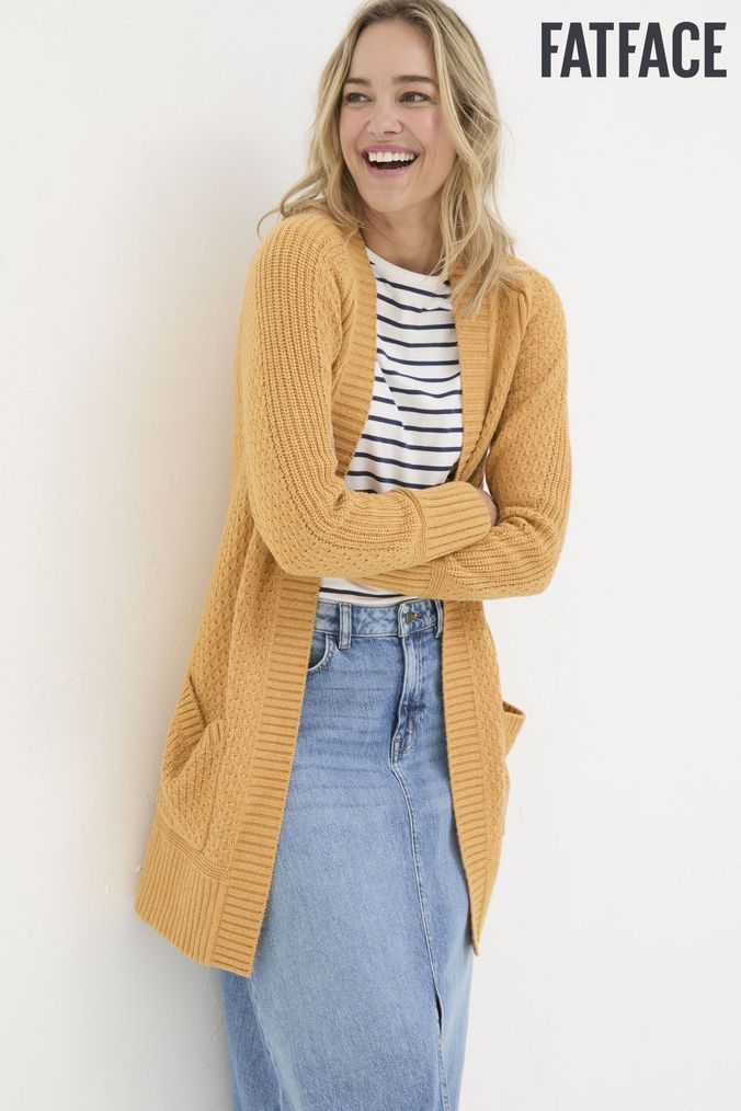 Women s Yellow Cardigans Yellow Longline Printed Cardigans Next