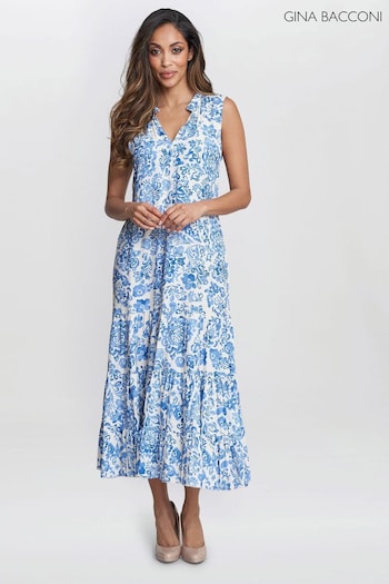 Gina Bacconi Blue Lolita Sleeveless Summer Dress (E22310) | £99