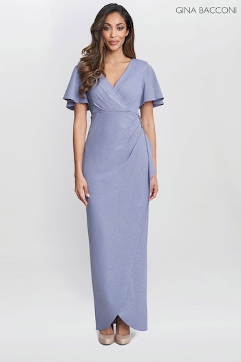 Gina todo Bacconi Purple Alissa Maxi Dress With Hip Embellishment (E22346) | £250