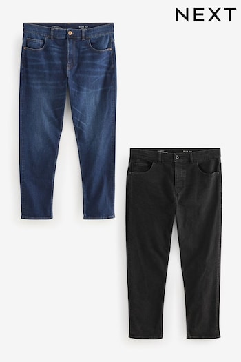 Blue Mid/Black Classic Stretch Slim Fit Jeans 2 Pack (E22439) | £50