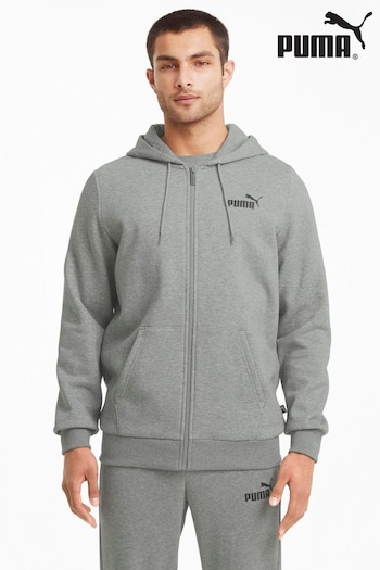 Puma Grey Mens Essentials Full Zip Logo Hoodie (E22454) | £53