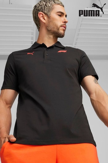 Puma FLAKES Black Mens F1® Ess Logo Motorsport Polo Shirt (E22490) | £40
