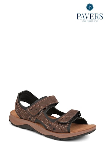 Pavers Touch-Fasten Brown Sandals (E23078) | £35