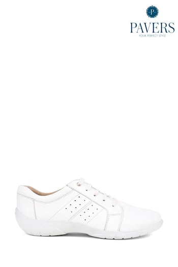 Pavers Lace-Up Leather White Trainers (E23210) | £45