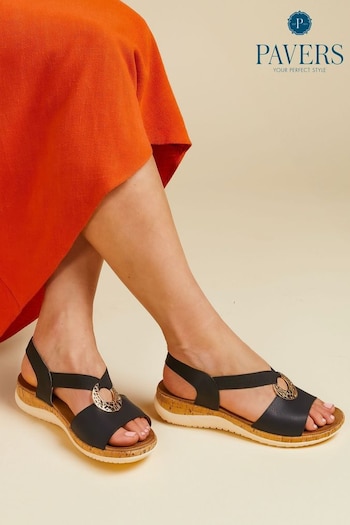 Pavers Slip-Ons Black Sandals (E23211) | £35