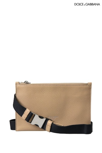 Dolce & Gabbana Brown Leather Belt Bag with Zipper Closure and Internal Pockets (E23488) | £395
