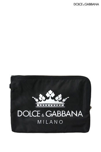 Dolce & Gabbana Nylon Crown Print Clutch with Zipper Closure (E23491) | £355