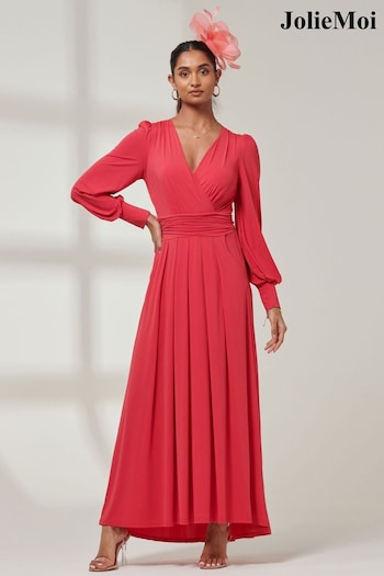 Jolie Moi Pink Tone Giulia Long Sleeve Maxi Dress (E23585) | £89