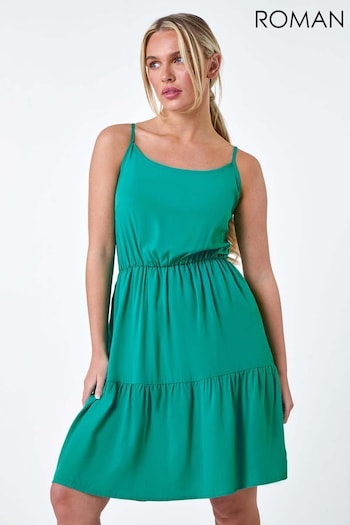 Roman Green Sleeveless Frill Hem Dress (E23692) | £35