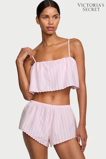 Victoria's Secret Pretty Blossom Pink Stripe Eyelet Cami Set (E23728) | £45