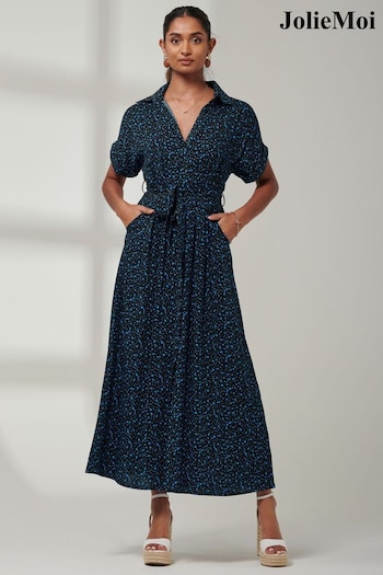 Jolie Moi Blue Drop Shoulder Shirt Maxi Dress (E23898) | £75