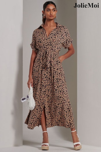 Jolie Moi Animal Drop Shoulder Shirt Maxi Dress (E23907) | £75