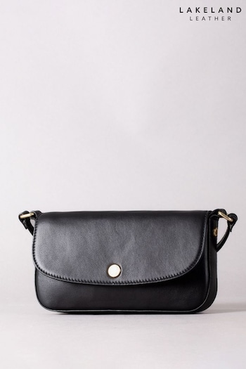 Lakeland Leather Tarnbeck Small Leather Flapover Cross-Body Black Bag (E23915) | £55