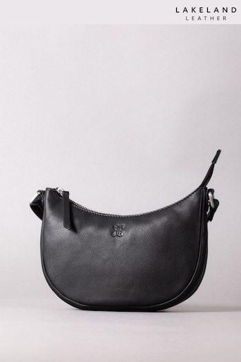Lakeland Leather Coniston Crescent Leather Cross-Body Black Bag (E23916) | £50