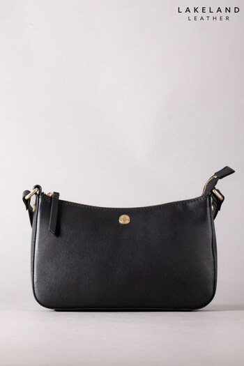Lakeland Leather Tarnbeck Curved Cross-Body Black Bag (E23926) | £70