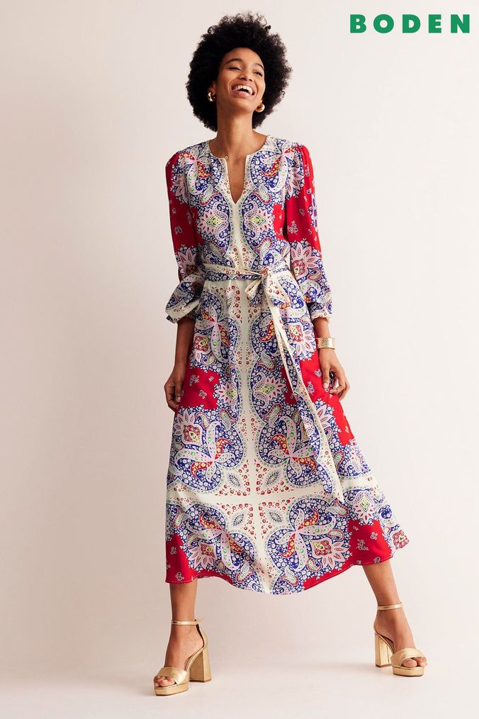 Boden red dress with sleeves clearance