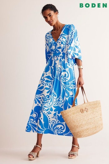 Boden Blue Petite Kimono Jersey Maxi Dress (E24112) | £110