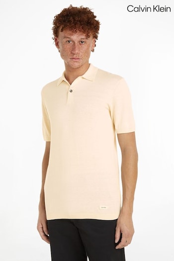 Calvin Klein White Cotton Silk Polo Shirt (E24208) | £110