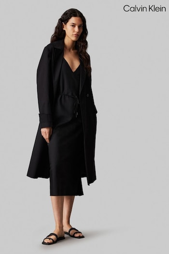Calvin Cotton Klein Black Recycled Midi Slip Dress (E24225) | £180