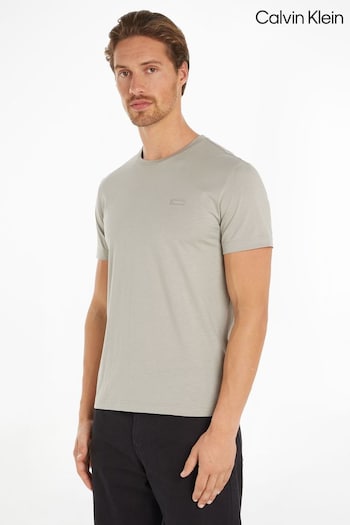 Calvin Bukser Klein Grey Chrome Smooth Cotton T-Shirt (E24239) | £60