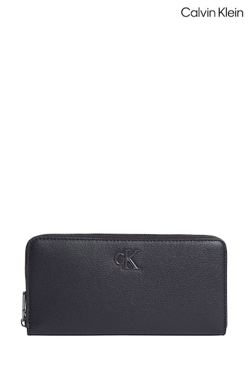 Calvin Klein Black Minimal Monogram Zip Around Wallet (E24331) | £60