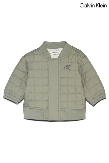 Calvin Klein Green Quilted Bomber Jacket (E24443) | £100