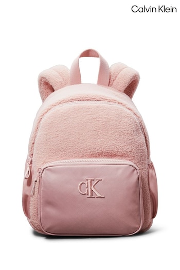 Calvin Klein Pink Medium Teddy Backpack (E24455) | £85