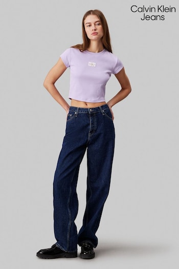 Calvin Borsellino Klein Jeans Woven Label Ribbed T-Shirt (E24458) | £40